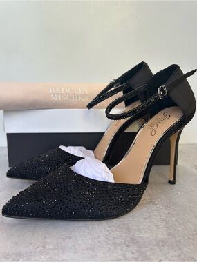 Jewel Badgley Mischka Collection Jailene Ankle Strap Stiletto, Black 7.5